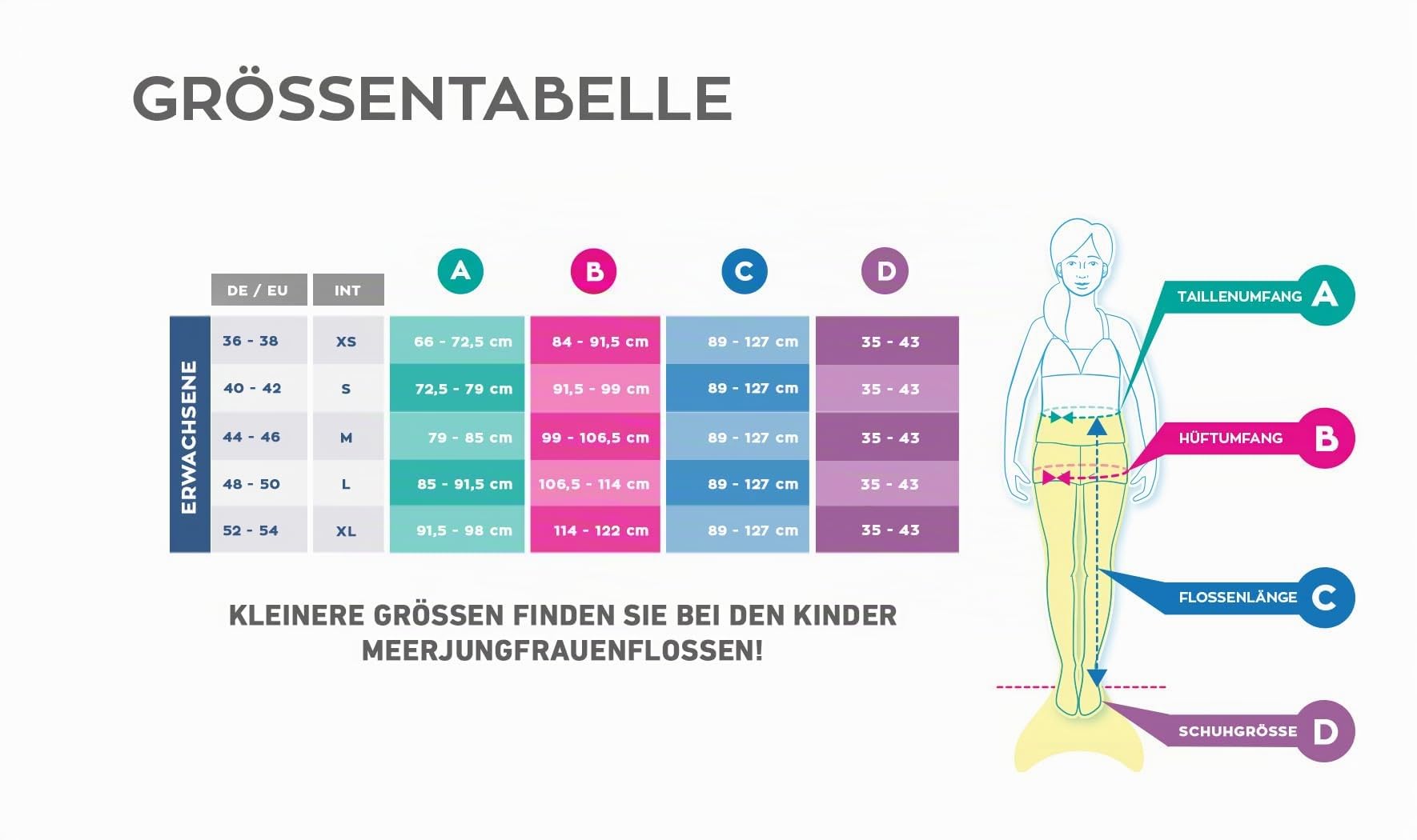 Fin Fun Meerjungfrauenflosse ab 14 Jahre mit verstärkten Flossenspitzen | Monoflosse inklusive Meerjungfrauenflosse in originaler Fin Fun Qualität