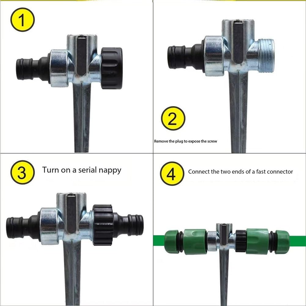1/2, patrón de cobertura 0-360 grados de 3/4 pulgadas, riego de jardín de terraza grande con boquillas con boquillas 1/2" alloy ground insert all metal 5 piezas