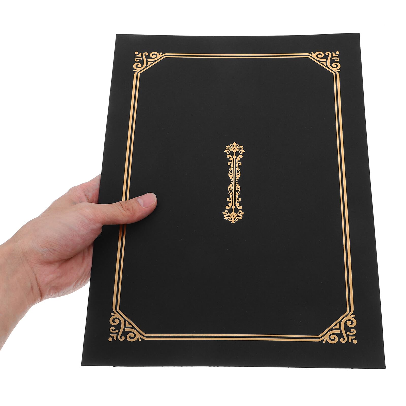 DOITOOL 20 Pezzi Portadocumenti Nero con Oro Custodie Certificate e Diplomi Copertine Documenti Ufficio con Arrotondati Protezione Orizzontale e per Documenti e Foto