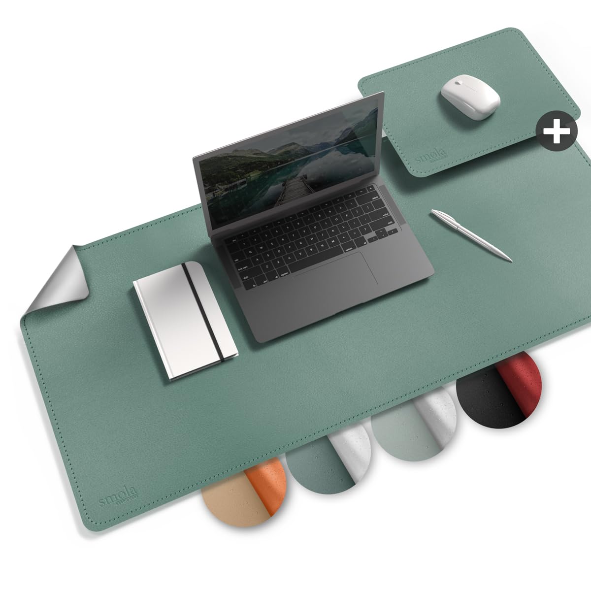 Sous-main De Bureau Réversible XXL 85x40 Cm Avec Tapis De Souris Intégré - Cuir Synthétique Lavable (noir/rouge)