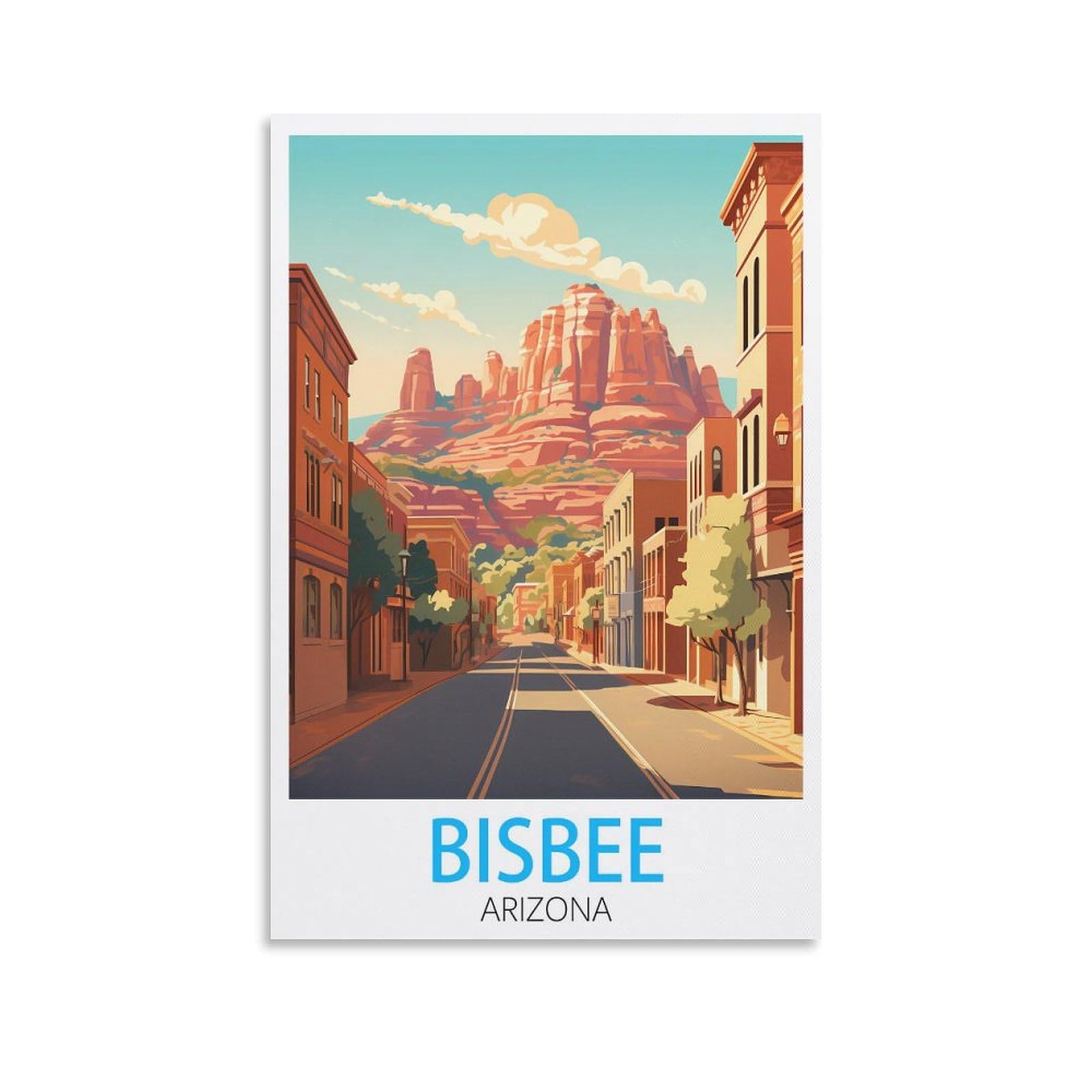 Metal Tin Sign,Bisbee Arizonas,Metal Tin Sign Metal Wall Plaque for Home Living Room Bedroom Bar Club Men Cave Wall Art Decor 30x30cm