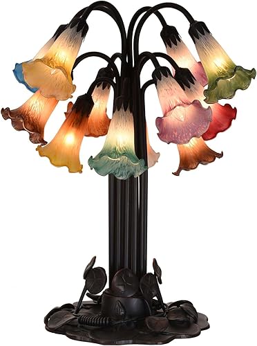 Miniatura 10 de Bieye LS11 Lily Flower - Pantalla de repuesto para lámpara de vidrio soplado (amarillo naranja)