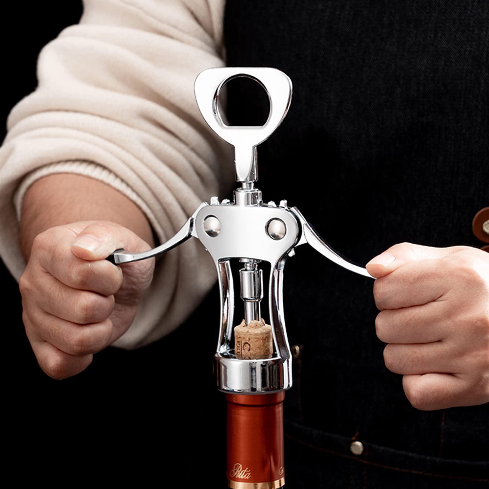 Abrebotellas con tapón de vino, sacacorchos multifuncional para todos los tapones de corcho y botellas de cerveza, adecuado para amantes del vino