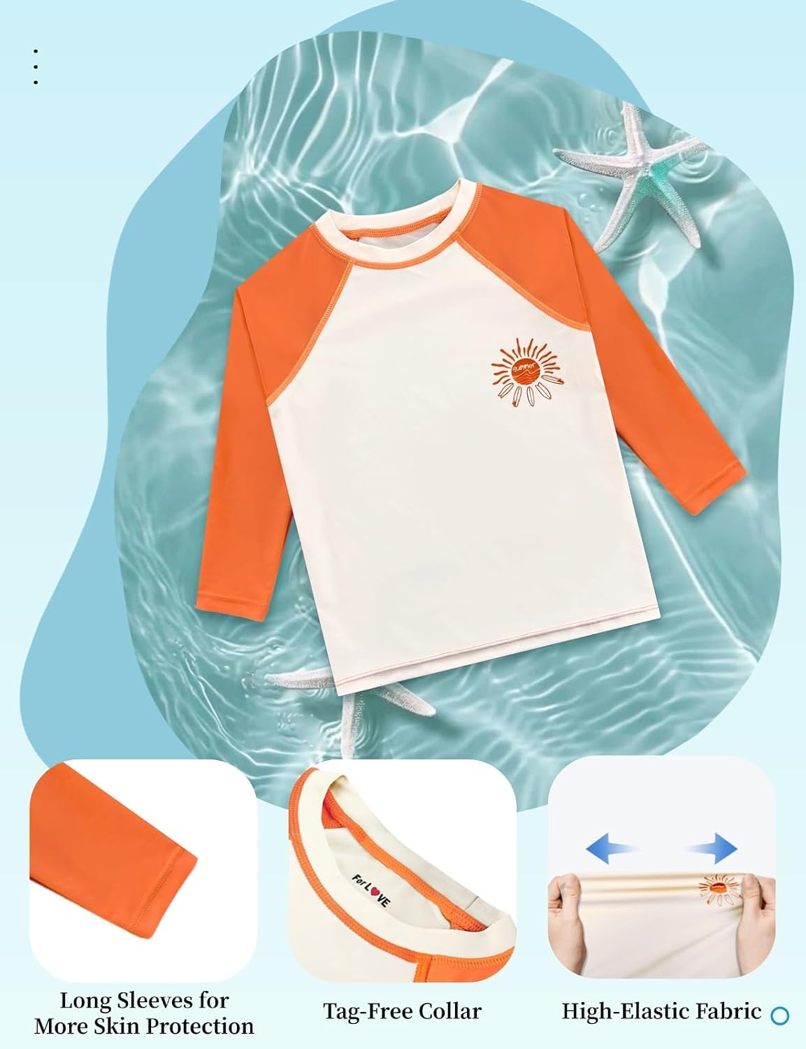weVSwe Boys UPF 50+ Rash Guard Swim Shirt - Long Sleeve Top for Kids,Tagless Quick Dry UV Shirt for Beach,Surf, 2-12 Years