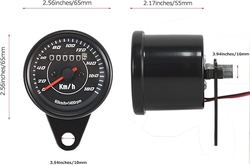 Miniatura 5 de 0052 Universal Mini Motocicleta Velocímetro Cuentakilómetros Aluminio 60MM2.56IN para Honda Yamaha Suzuki Kawasaki Negro