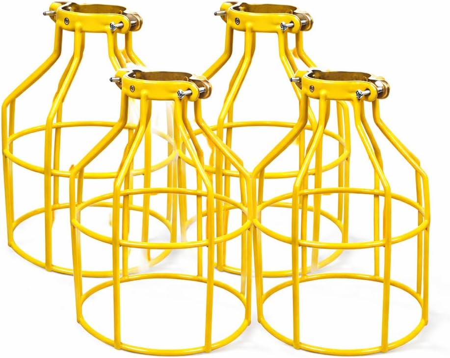 Industrial Vintage Style Metal Lamp Guard Cage for Pendant String Lights and Vintage Lamp Holders Yellow (4)