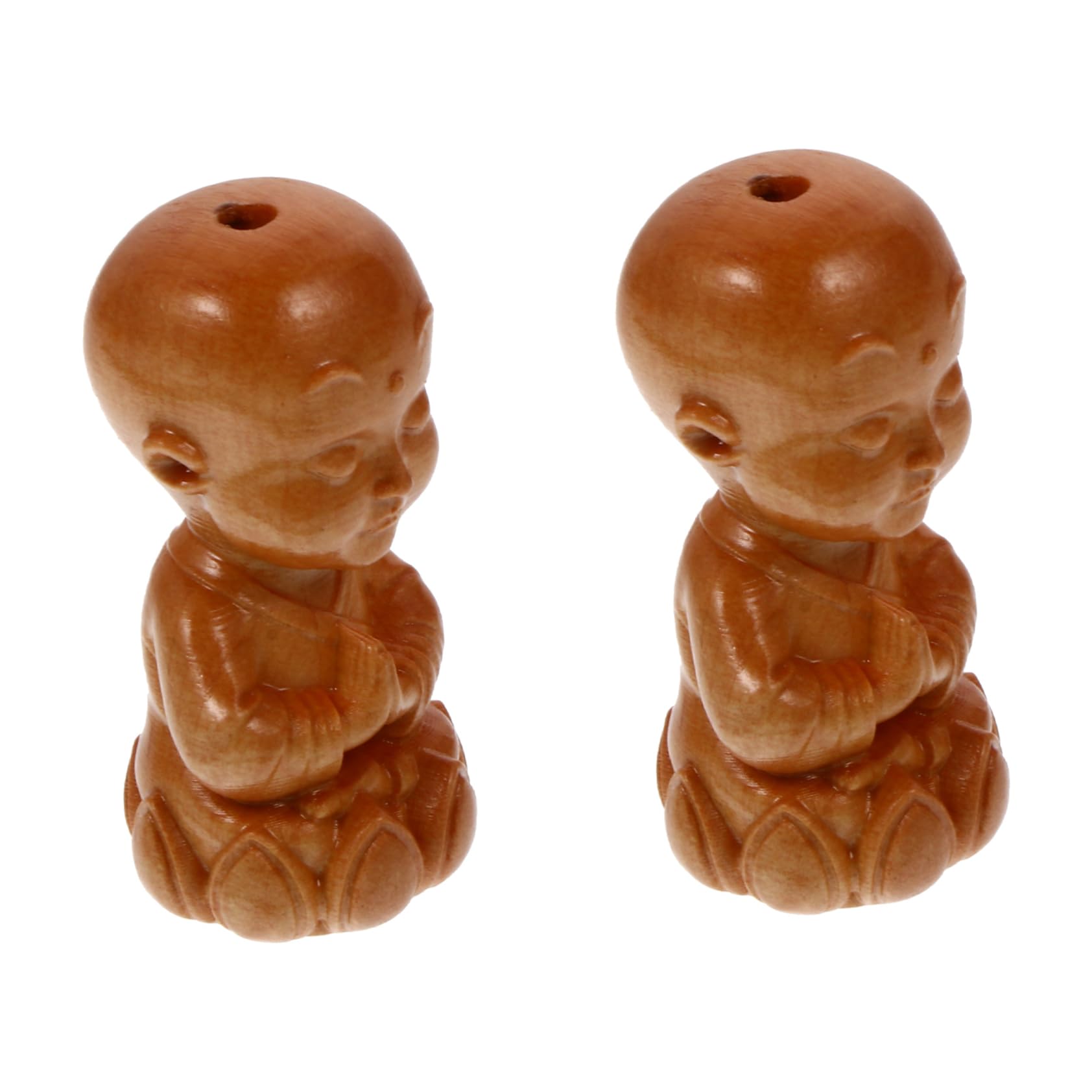 OHPHCALL2pcs Buddha Keychain Dashboard Decorations Accesorios Para Autos Amulet Necklace Pendant Hanging Ornament Sitting Buddha Sculpture Auto Accessories Fu Monk Statue Car China Wood, a, 2X1.8cm