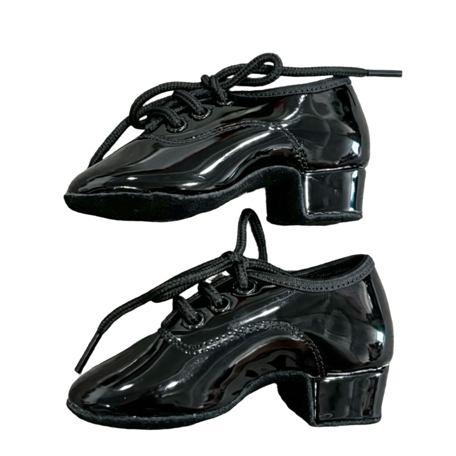 Portachiavi con scarpa da ballo in pelle verniciata nera con