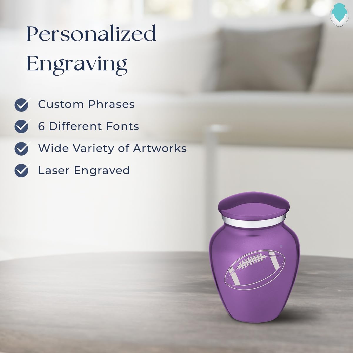 Geturns Embrace Keepsake Personalized Football Cremation Urns for Human Ashes I Purple Funeral Urn for Men and Women with Double Side Engraving I 3.5 lbs