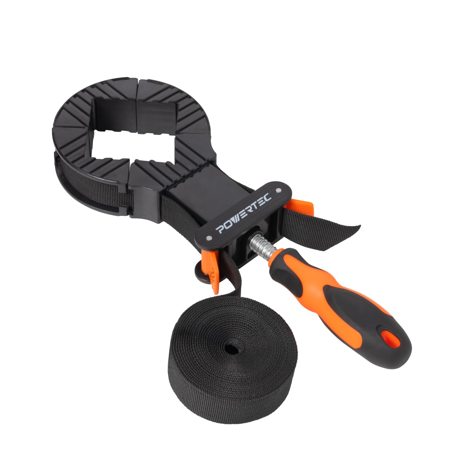 POWERTEC Strap Clamps for Woodworking – Quick Release Band Clamps with Ergonomic Handle, Adjustable Picture Frame Clamp, 13 ft Strap Belt Clamps for
