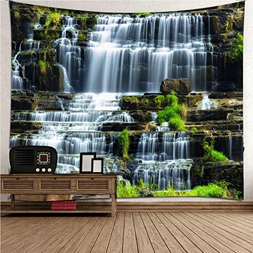 Kihomedy Tor Wandteppich, Wasserfall Mit Naturmotiven Mehrfarbig Wandteppich Dekoration für Schlafzimmer Wohnzimmer 150X130Cm