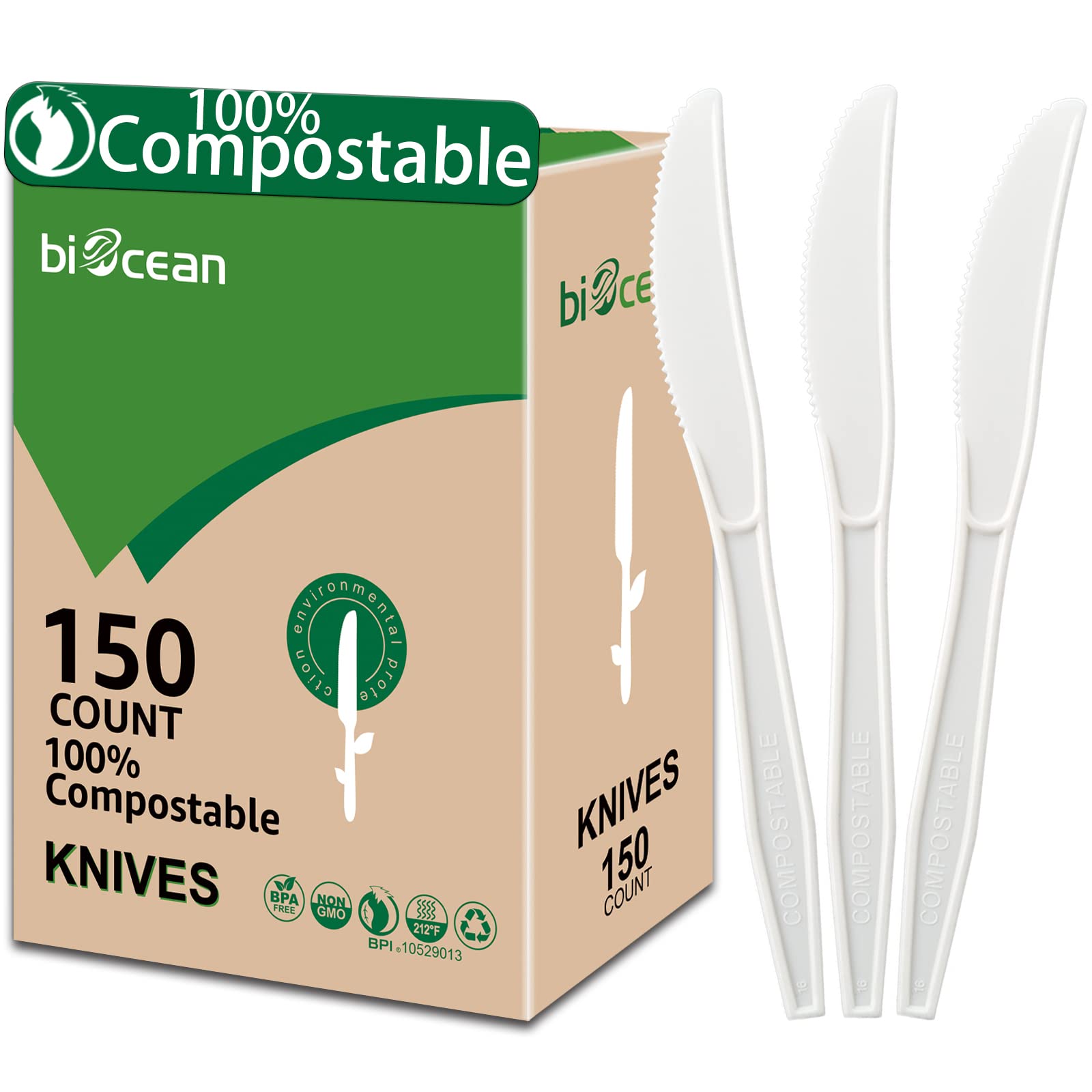 Compostable Utensils - 150 Pack Eco-Friendly Forks, Spoons, Knives -10