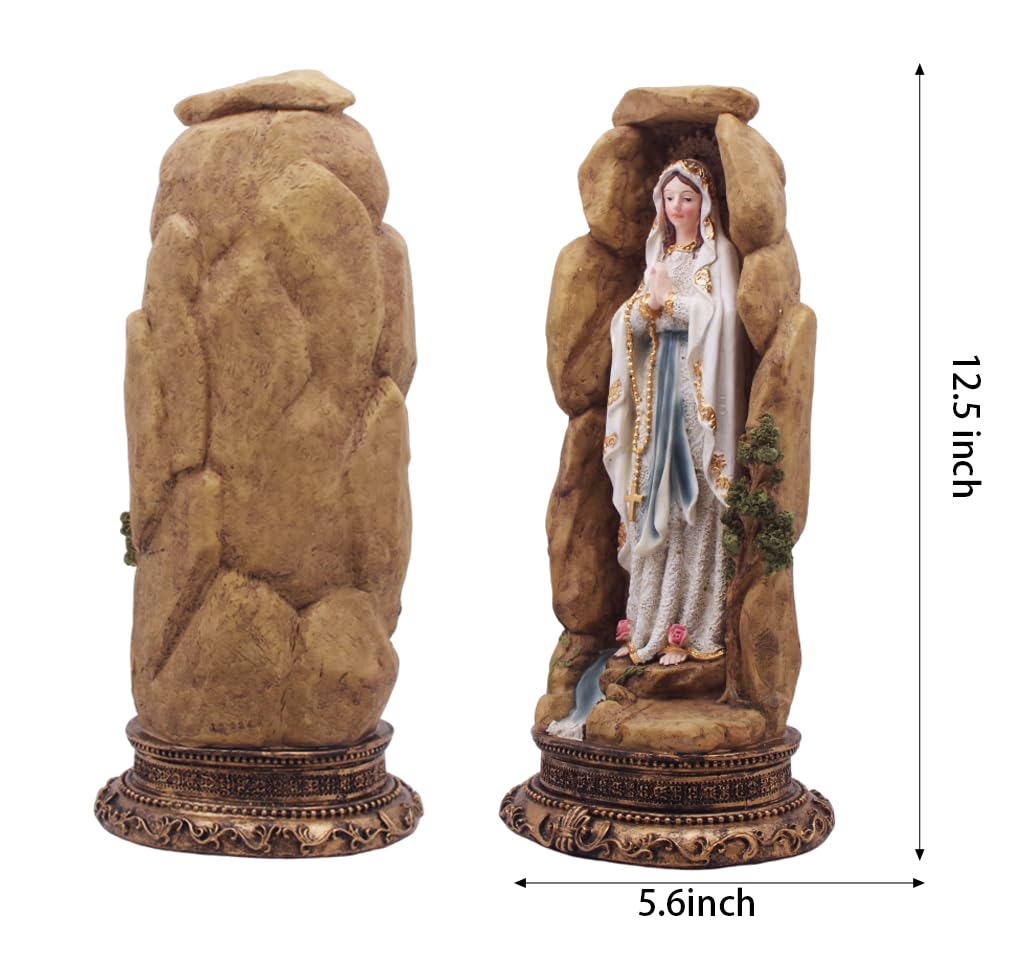 MeritMode Virgin Mary Collectible Figurines, Our Lady of Lourdes in Grotto Design - Image 2