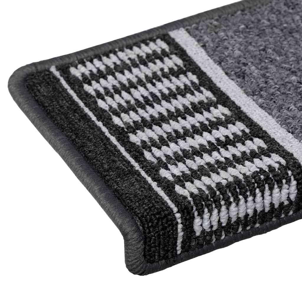 Samoprzylepne ochraniacze na schody, zestaw 15 sztuk, antracytowe, 65 x 21 x 4 cm, antypoślizgowe, tłumiące dźwięki, na drewniane schody w pomieszczeniach