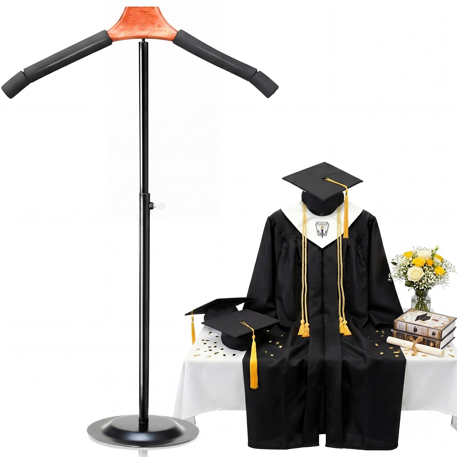 Amazon.com: Bucherry Graduation Cap and Gown Display Stand Adjustable  16-27.6 Inch Graduation Gown Jersey Display Rack Shirt Mannequin Stand for  Grad Clothing Dress Party Supplies : Home & Kitchen
