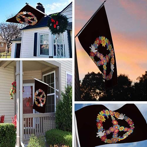 Miniatura 6 de Yekiua Bandera de símbolo de flor de la paz 3 x 5 palomas de papel para exteriores banderas de doble cara para todo tipo de clima de larga duración