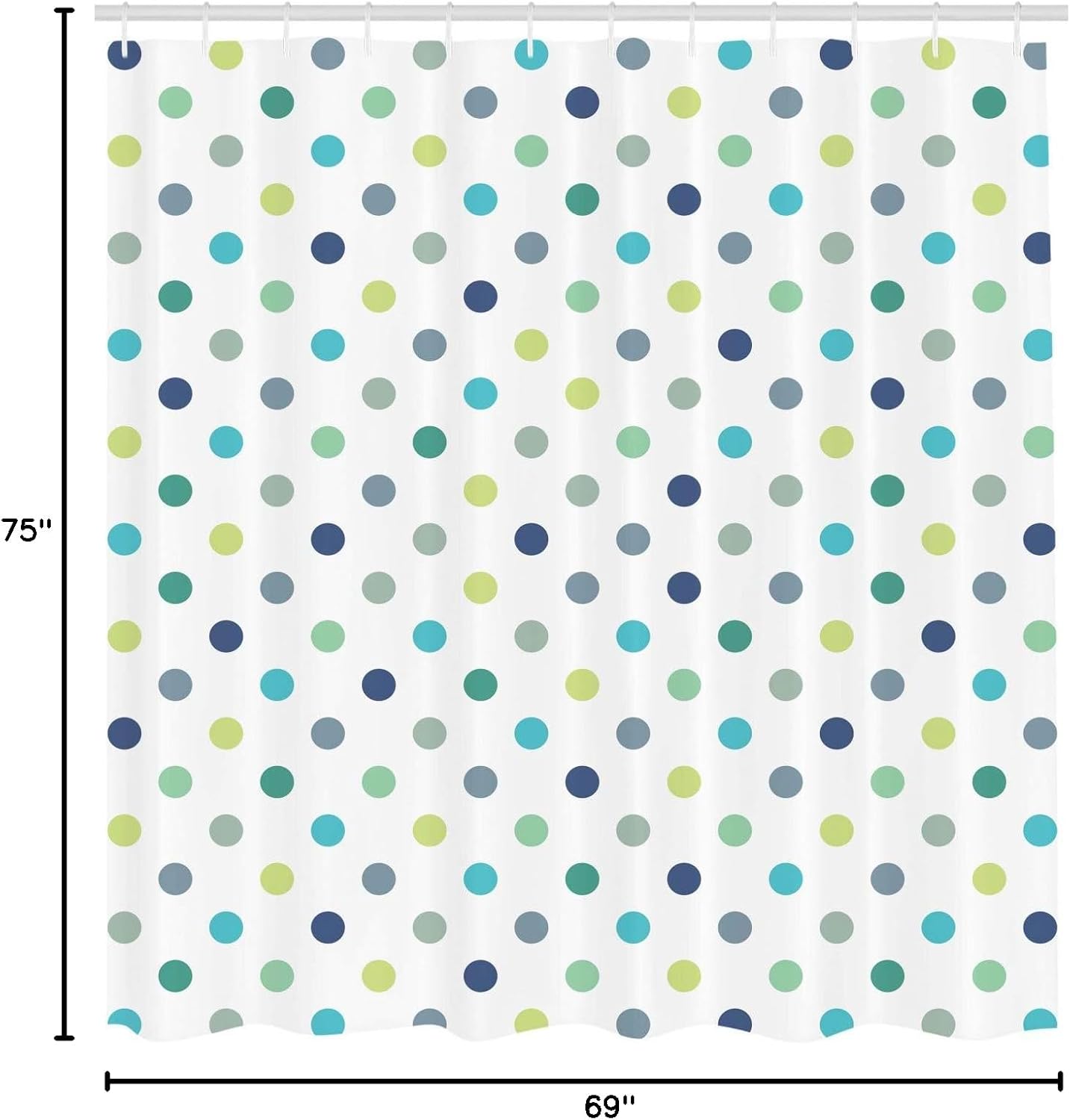 Ambesonne Polkadot Shower Curtain, Polka Dots Retro Classy Vintage Style Pattern Design Layout, Cloth Fabric Bathroom Decor Set with Hooks, 69" W x 75" L, Apple Green Jade Green