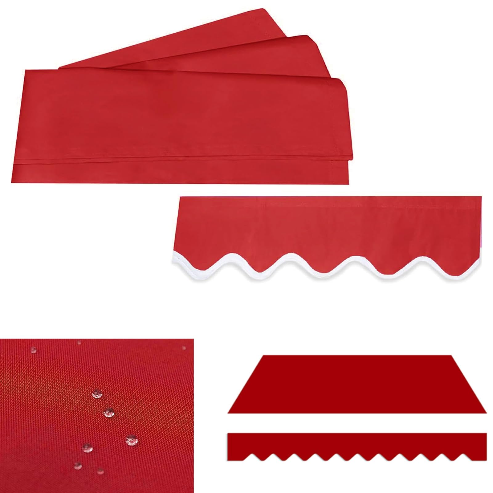 Store banne manuel rétractable : toile de rechange auvent polyester 6x2m rouge extérieur