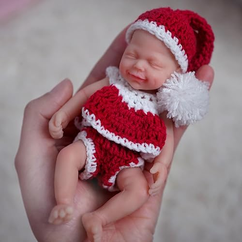 Miniatura 1 de Mire & Mire Mini muñecas de bebé de silicona para dormir en miniatura de 4.5 pulgadas con accesorio de alimentación, muñeca de bebé realista suave y