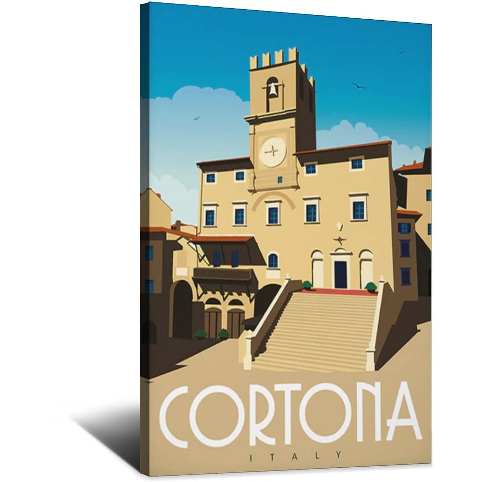 Wotdkg As The Picture Shows11 Metal Tin Sign Italy Cortona Piazza Della Repubblica Vintage Travel Tin Sign Rustic Decor Cave Coffee Shop Bar Bedroom Home Wall Decor Tin Sign 30X43cm