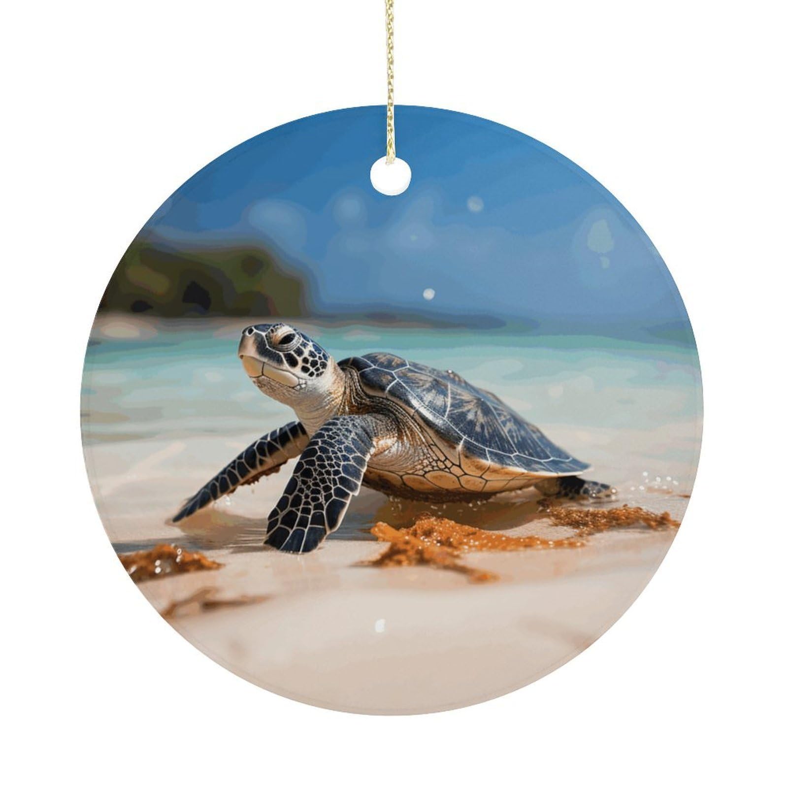 Adfgyerh Women's Style Sea Turtle On The Beach Hanging Ceramic Ornaments, Christmas Tree Decorations, Funny Home Decor Gifts For Sisters & Work Best Friends
