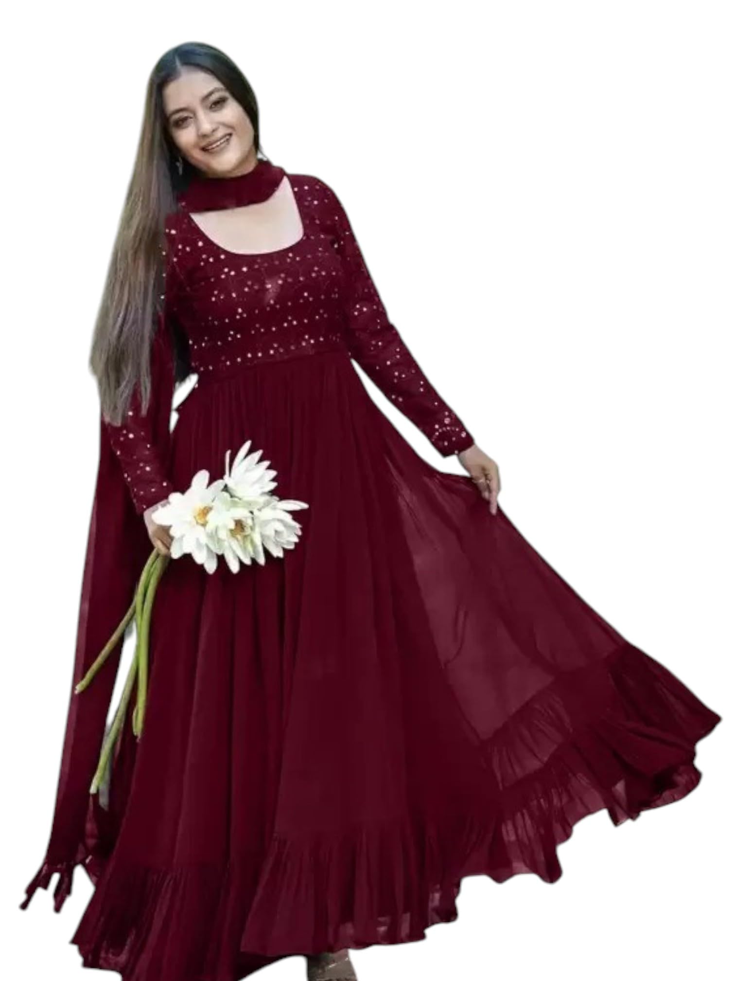 rebika trendz Elegant Anarkali Gown with Dupatta || Women's Ethnic Dress with Embroidered Detailing || Perfect for Weddings, Festivals & Special Occasions-picture-10