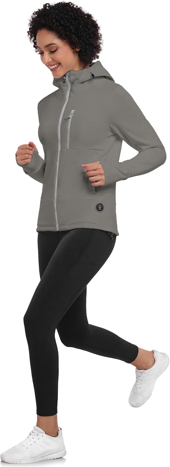 Little Donkey Andy Women's Winter Lightweight Warm Fleece Running Jacket Breathable Thumbholes Thermal Hiking Jacket - Image 6