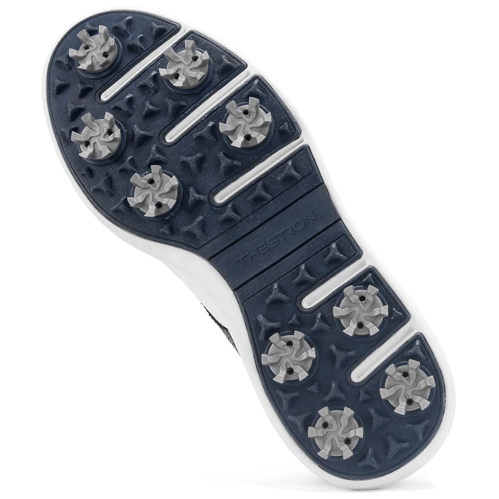 SDEQA Chaussures de Golf en Cuir pour Hommes avec 9 Crampons, Baskets d'extérieur imperméables, Grande Taille