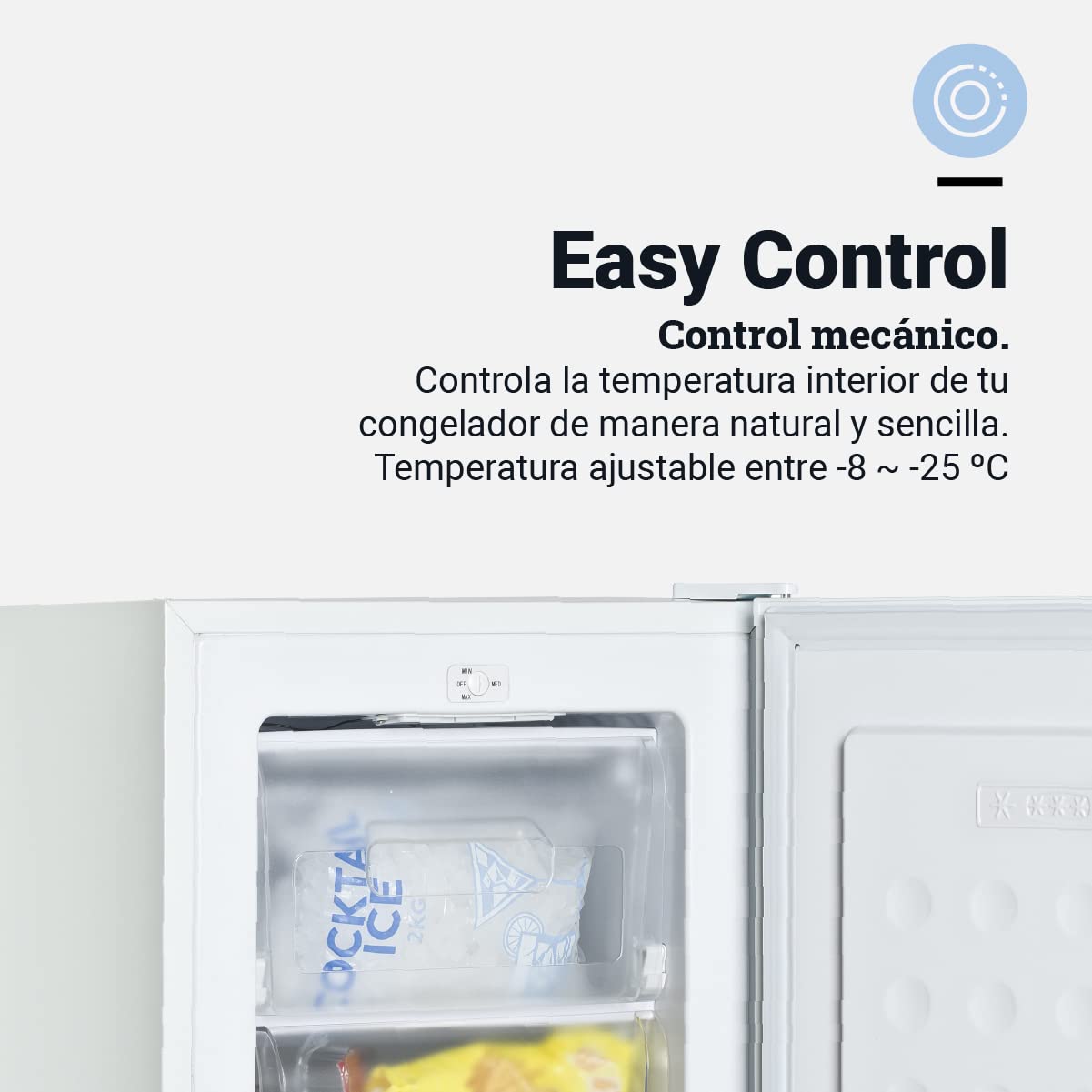 UNIVERSALBLUE Congelador Bajo Encimera Blanco | Congelador Arcón Refrigerador Vertical | Volumen 73 litros | 2 cajones abatibles + 1 | Clasificación E | Puerta Reversible |