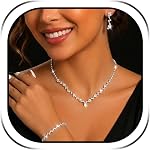 Silver Jewelry Set Collier Femme Boucle Doreille Femme Bracelet Femmes for Women Wedding Jewelrys Set Brides Costume Jewelry Sparkling Rhinestone Choker Necklace Earrings Bracelet Sets Wedding Guest Dresses Accessories Prom Dresses for Women