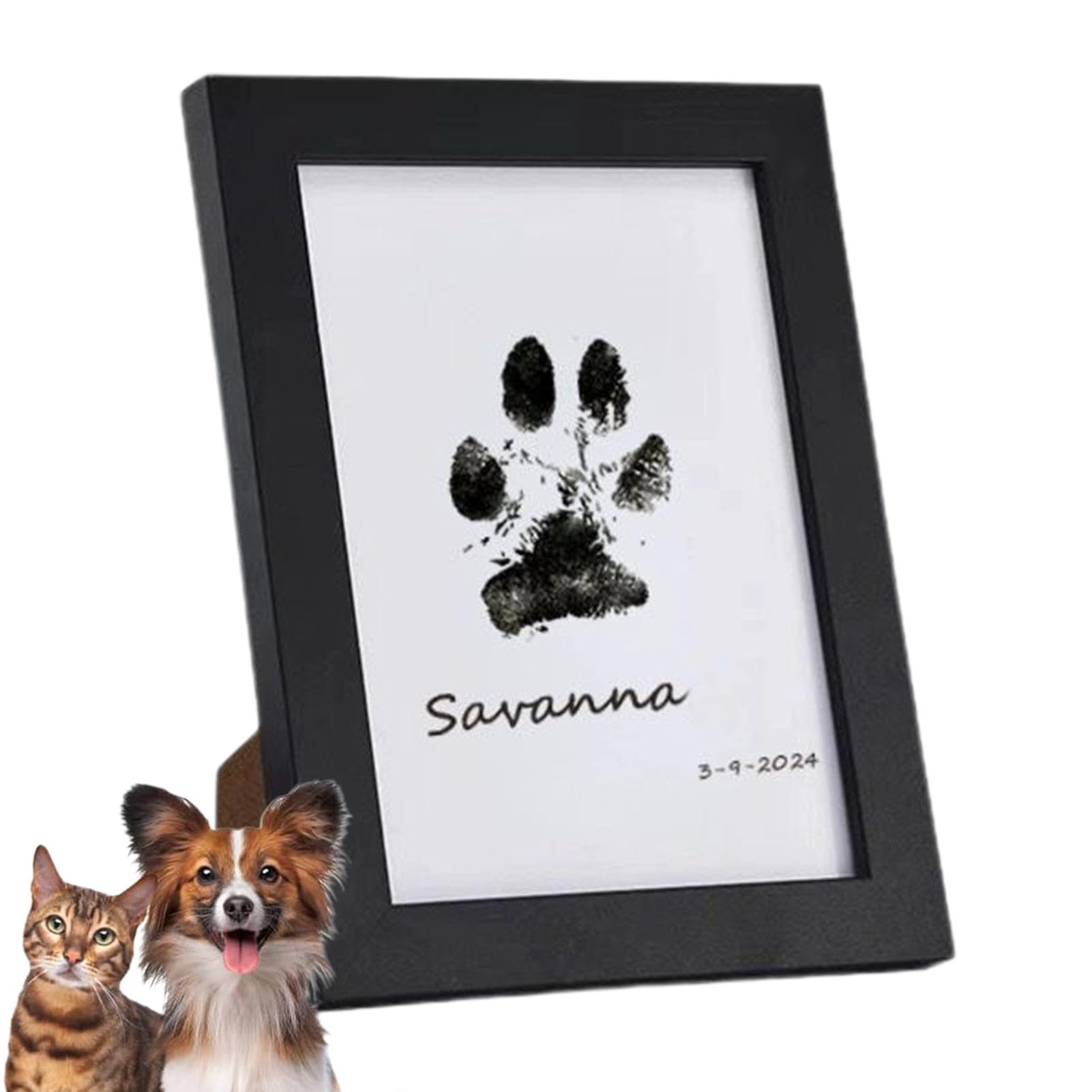 Sporgo Cadre Photo 3D Empreintes Pattes Chien Chat - Souvenir Unique Avec Support Bois