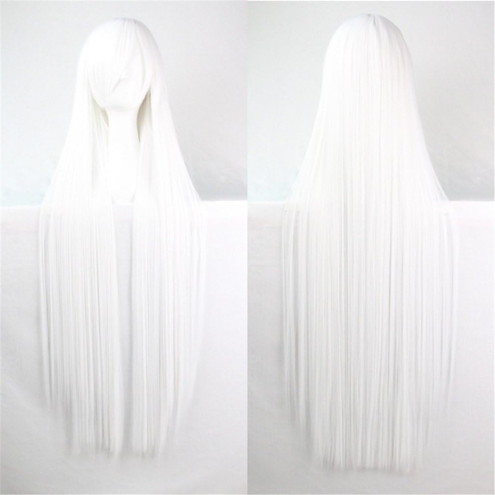 100cm Long Hair Heat Resistant Straight Cosplay Wig(White)