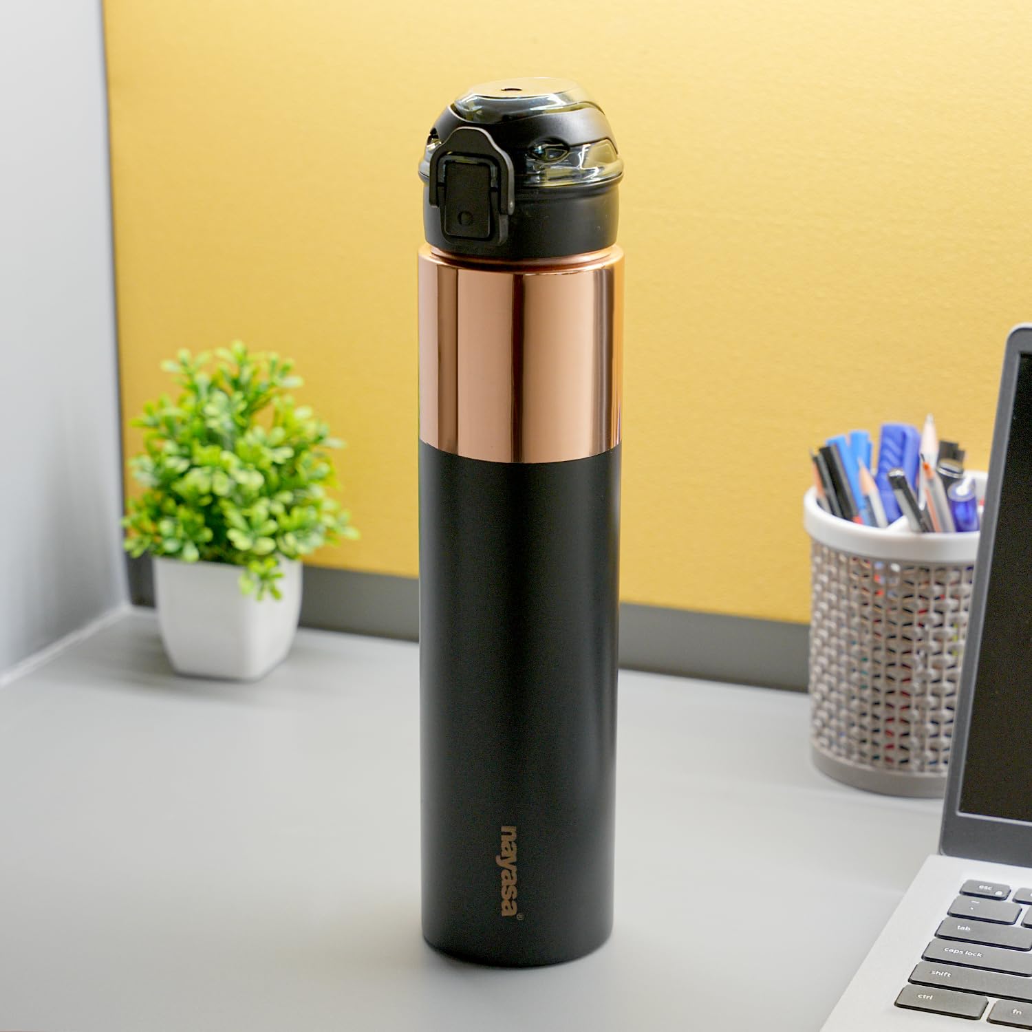 Nayasa saffron copper bottle | 1000 ml | Leak proof and durable | Premium Copper Bottle | Easy to clean Daily Use | Black Nayasa saffron copper bottle | 1000 ml | Leak proof and durable | Premium Copper Bottle | Easy to clean Daily Use | Black