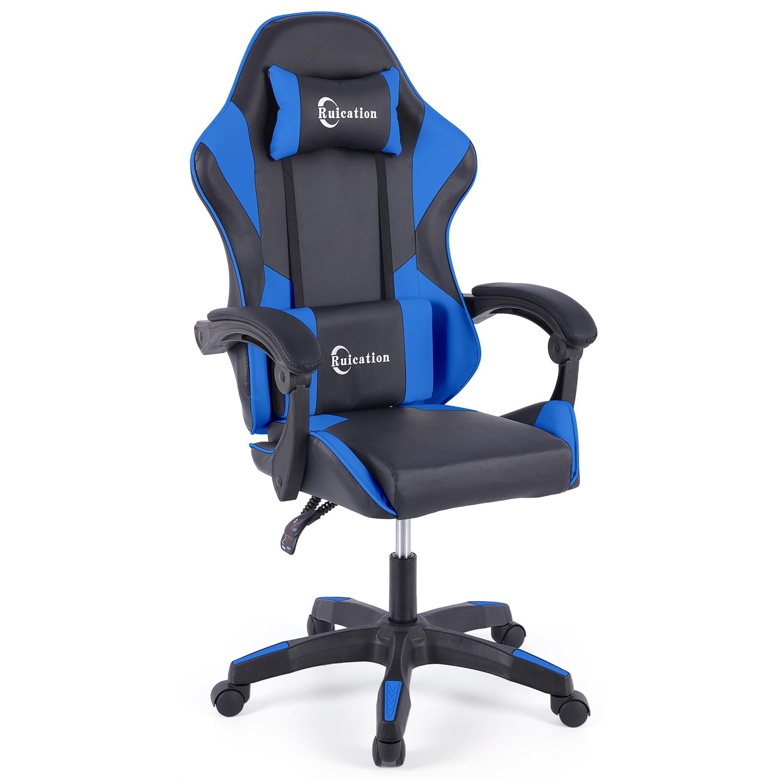 Ruication Gaming Chair Office Chair Desk Chair Swivel Tilt Computer Chair Ergonomic Design with Headrest & Lumbar Cushion Reclining Back Support for Home Office (Blue)