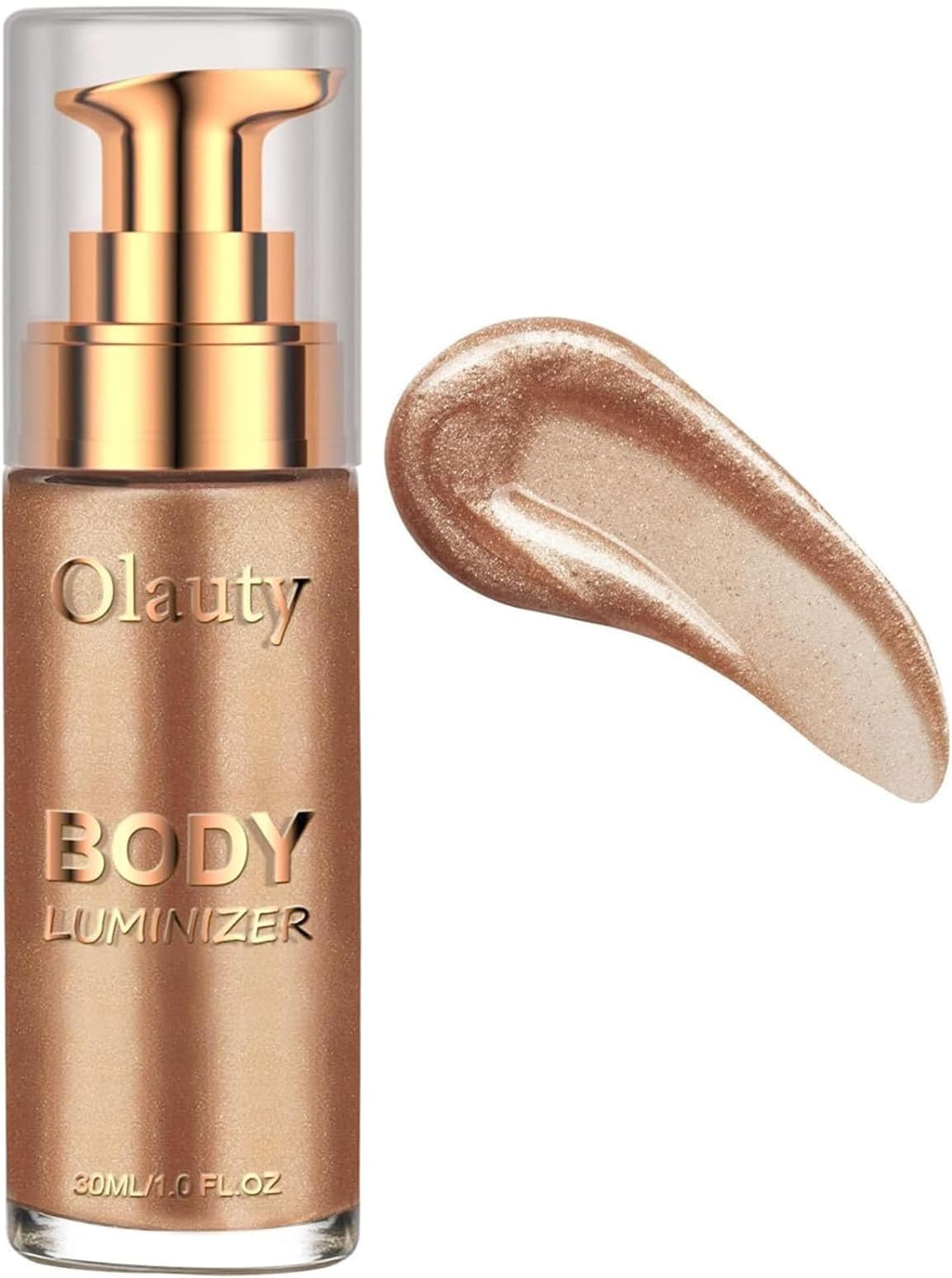 TITIMORE Body Shimmer Oil Waterproof Body Luminizer Liquid Highlighter Makeup Moisturizing Non-sticky Glow Shimmer Lotion Face and Body Smooth Light Shimmer Glow Illuminator(Rose Gold #01)