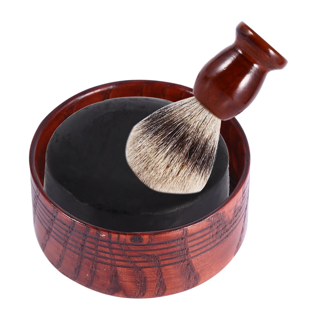 Ciotola da barba, portasapone in legno da barba portasapone tazza strumento tazza naturale per rasoio da uomo schiuma da barba rotonda