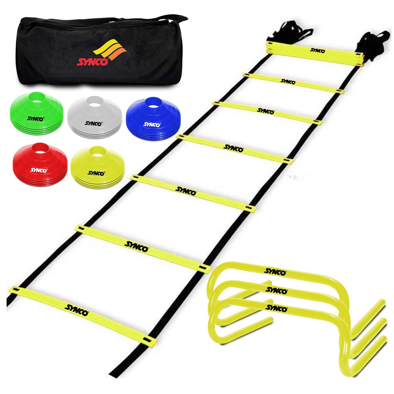 Synco Agility Training Combo Set (Includes Hurdles, Cones & Ladder) with Carry Bag | Professional Fitness & Training Set-image-48
