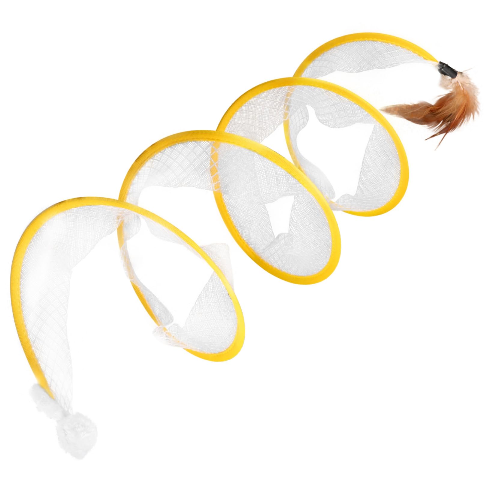 VICASKY Foldable Cat Tunnel Shape Pet Plaything with Feather Mouse Engaging Cat for Active Play Stimulates Hunting Instincts for Kittens