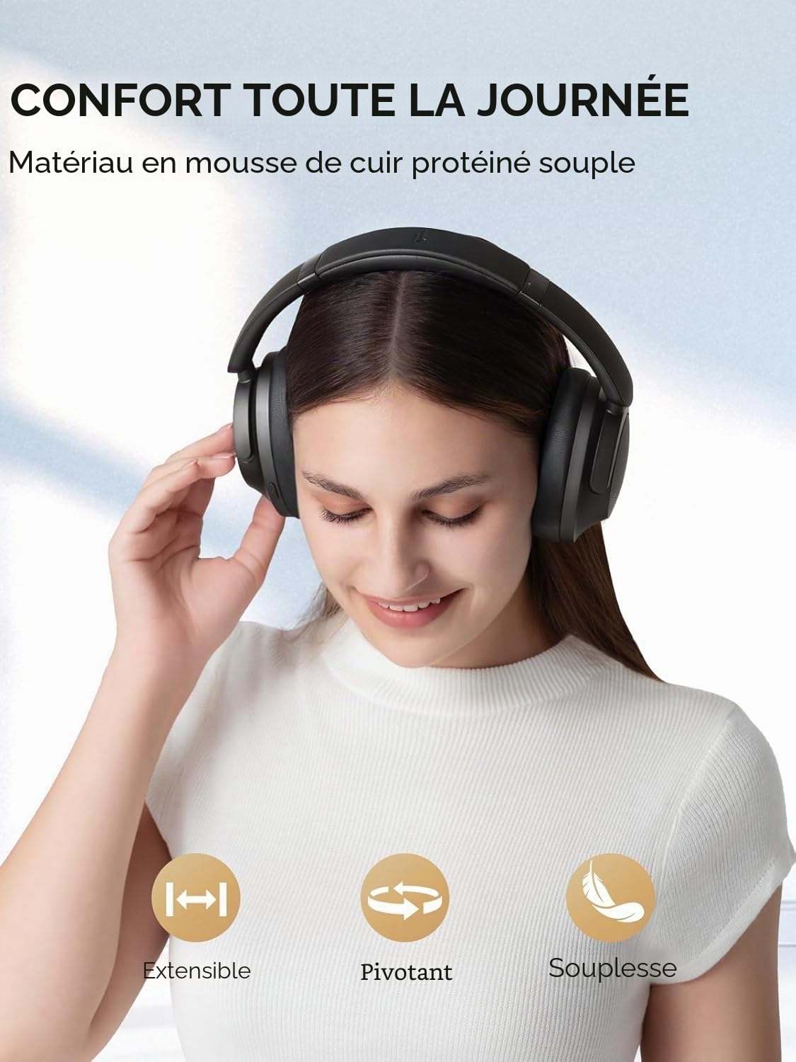 1MORE SonoFlow-Pro HQ51 Casque supra-auriculaire Bluetooth avec LDAC pour un son sans fil haute résolution, 100 heures de lecture, Bluetooth 5.4, QuietMax ANC, ajustement confortable (gris mat)