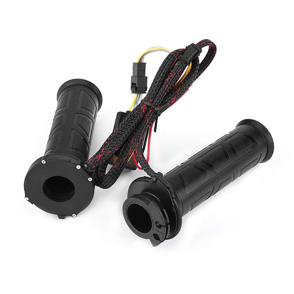 EVGATSAUTO Poignées chauffantes électriques, 1 Paire 22 mm (7/8 Pouces) Puissance réglable (12W-24W) Poignées chauffantes électriques Guidon Chaud et Chaud pour Moto VTT Noir