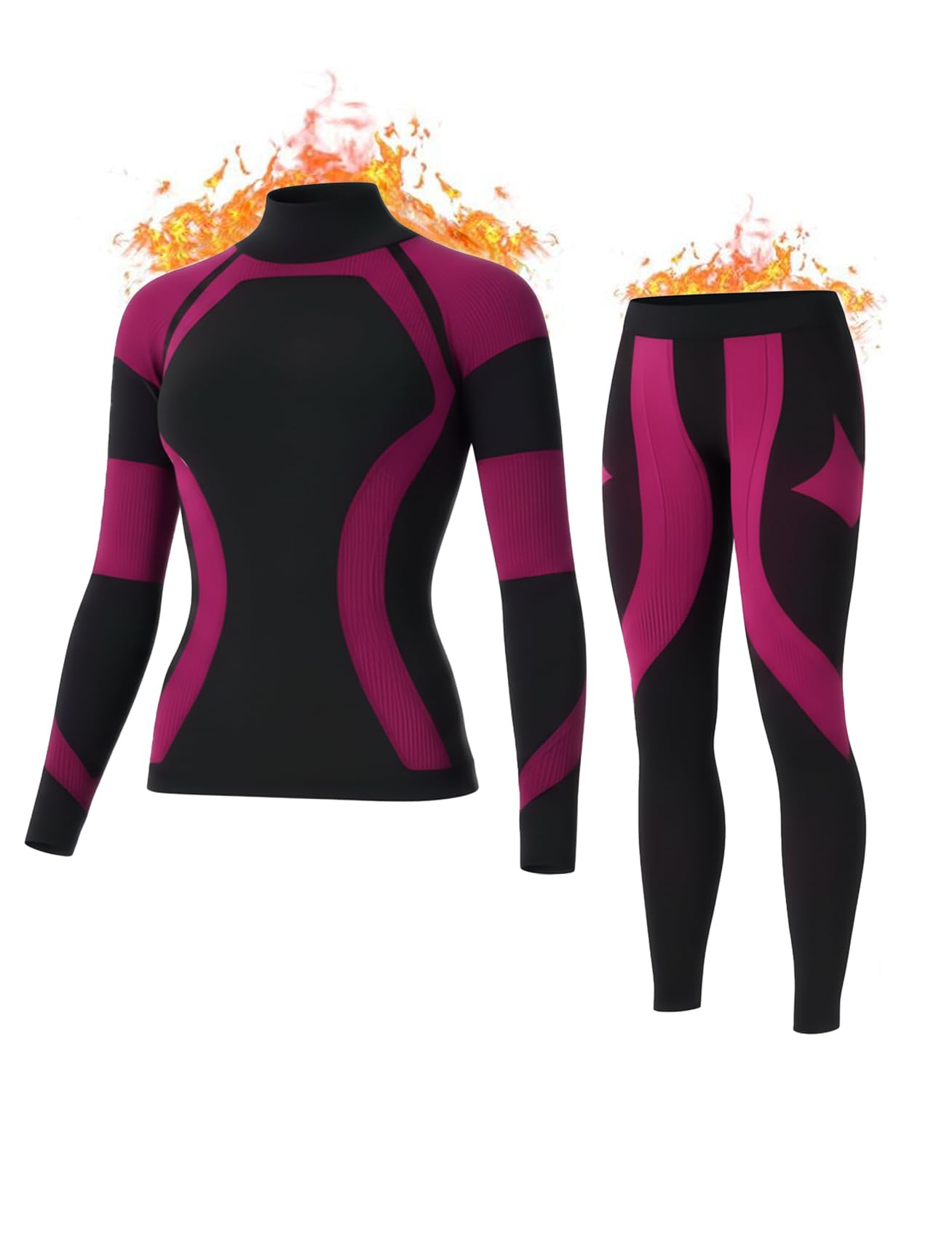 Inno Functional Wear Seamless Thermal Underwear for Women Pj Set Workout Ski Warm Base Layer Cold Weather Yoga Top Bottom