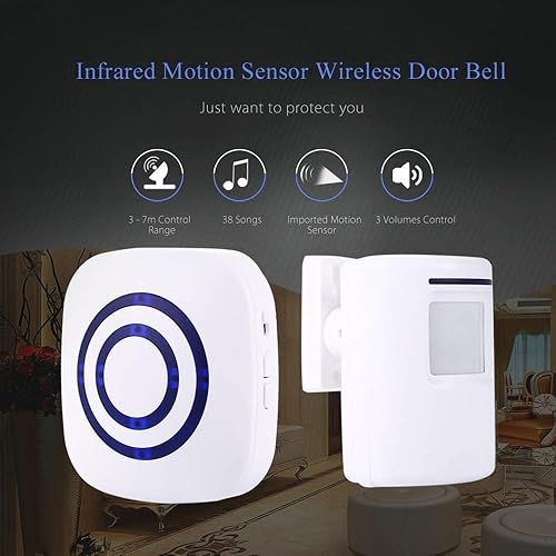 Miniatura 8 de Timbre de puerta con sensor de movimiento para negocios, kit de timbre para exteriores, alerta de entrada inalámbrica: Timbre de sensor de