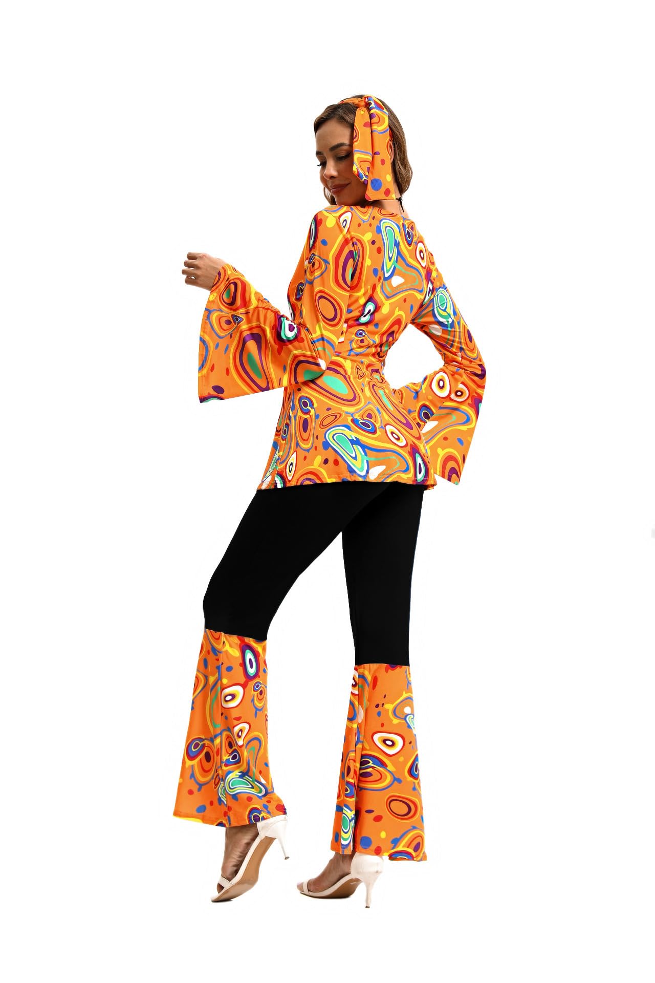 Costume hippie da donna anni '60 anni '70, abbigliamento hippie per carnevale, costume da discoteca, Halloween, carnevale, discoteca