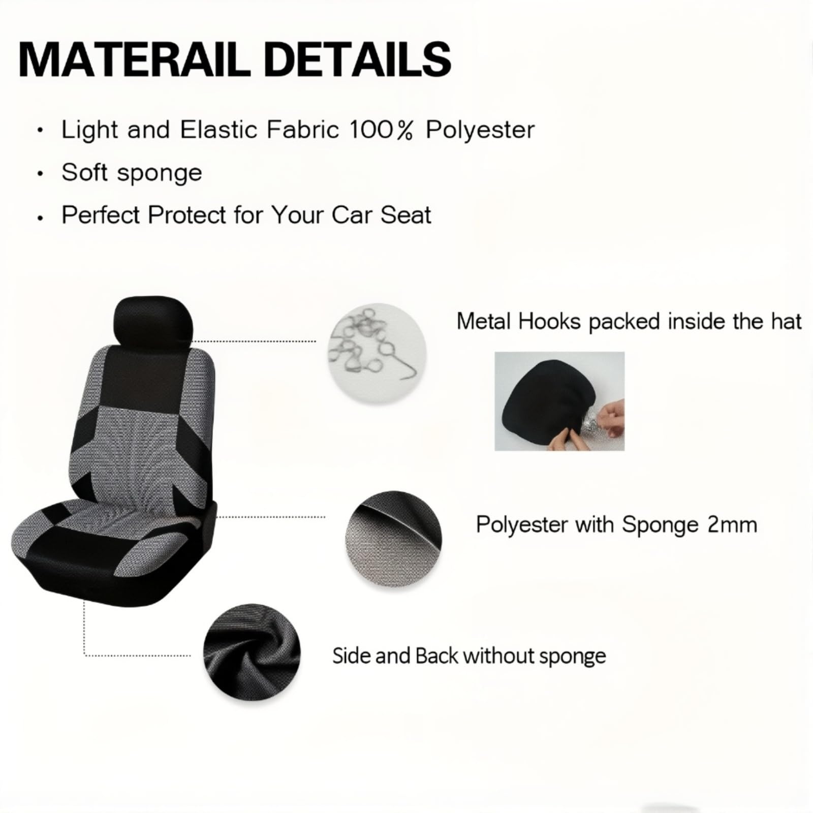 Coprisedili Auto Completi, per Hyundai Atos Prime (MX) 1999-2015 Protezione Integrale Traspirante Set 9 Pezzi Accessori Interni Lavabili Universali,B
