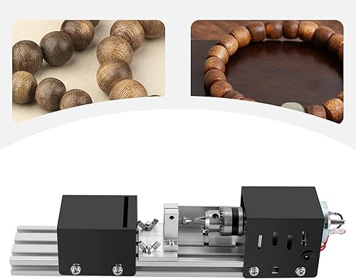 Miniatura 5 de Negro Mini Torno Máquina Herramienta DIY Carpintería Torno de madera Fresadora Molienda Pulido Perlas Taladro Rotary Tool Set