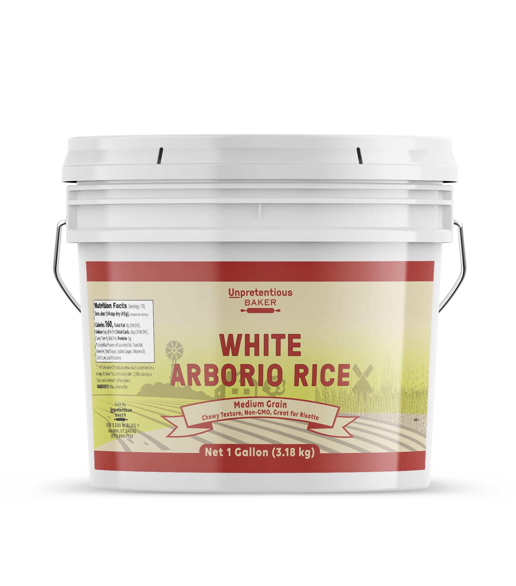 Unpretentious White Arborio Rice Baker, 1 Gallon, Italian Risotto, Rice Pudding, Creamy Rice, Bulk Size Container