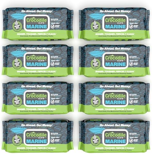 Crocodile Cloth Marine - Paquete de 8 640 toallitas de limpieza para barcos (15 x 10 pulgadas). Seguras en la piel y en múltiples superficies.