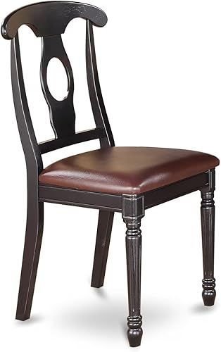 Miniatura 4 de East West Furniture KEC-BLK-LC Kenley - Juego de 2 sillas de comedor tapizadas de piel sintética, color negro