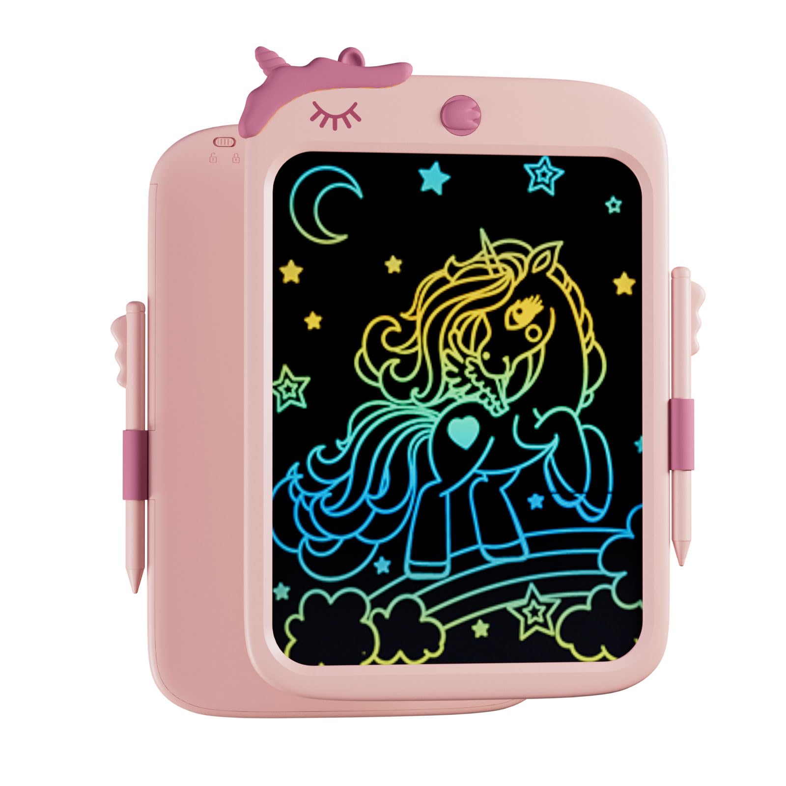 Proffisy 10 Inch LCD Writing Tablet, Unicorn Digital Writing Pad with Stylus, One-Touch Erase & Screen Lock, Reusable Paperless Notepad for Drawing, Handwriting, Notes & Travel (Pink)