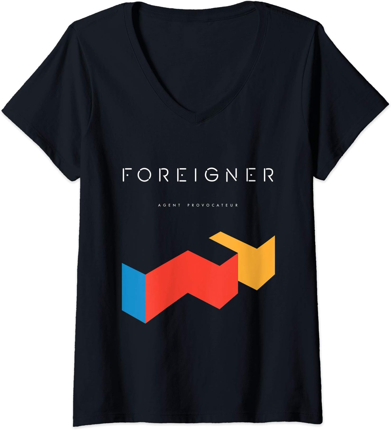 ForeignerWomens Foreigner Agent Provocateur Album Officially Licensed V-Neck T-ShirtOEKO-TEX STANDARD 100